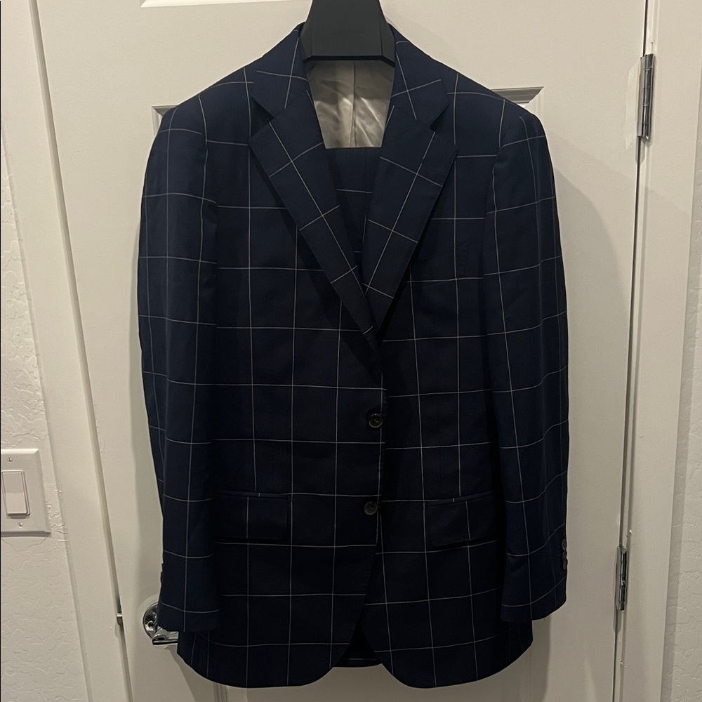 Suitsupply Dark Blue Windowpane Suit